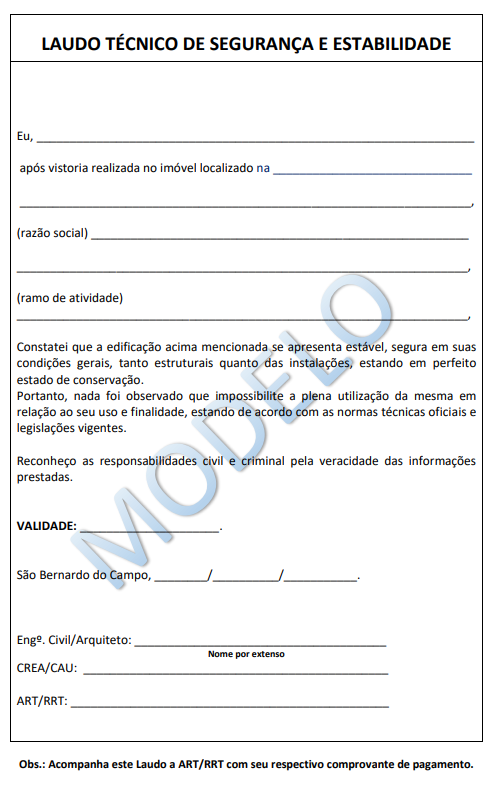 LTSE Laudo Tecnico de Segurança e Estabilidade